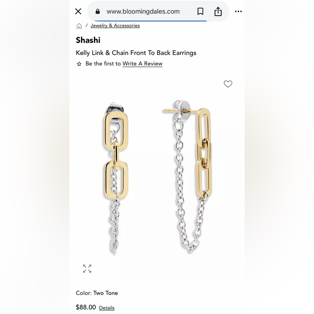 Sterling Silver Two-Tone Chain Link Drop Earrings - Picture 5 of 5